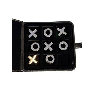 Travel Tic Tac Toe Game Case With Metal X & O Pieces Portable Board Game Fun